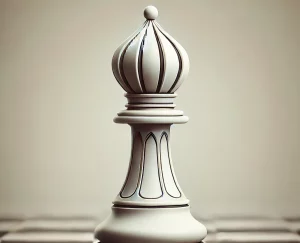 An image of the chess piece, Bishop - a chess piece can only move diagonally.
